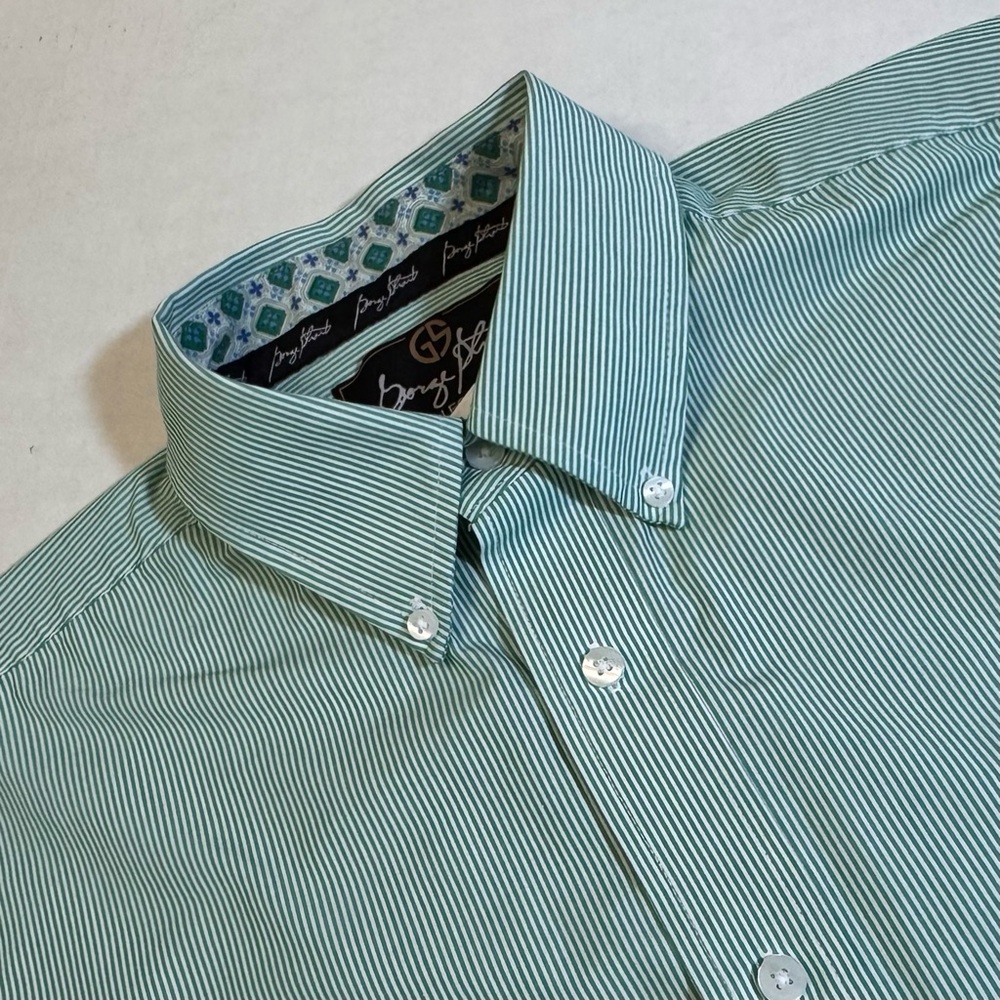 Wrangler George Strait Men’s Long Sleeve Button Down Green Striped Shirt XLlarge